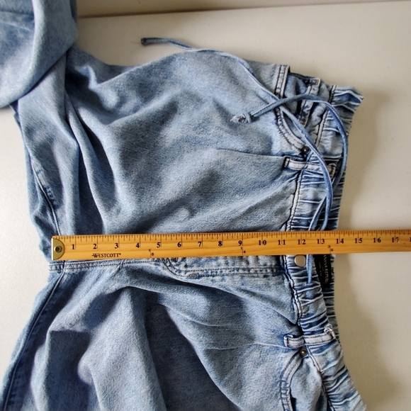 Banana Republic Barrel Jeans Size L Hi-Rise Drawstring Waist Light Wash Baggy - Picture 7 of 13